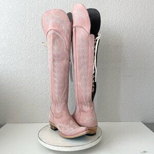 Lane LEXINGTON Over the Knee Womens Cowboy Boots 8 Pink Western Cowgirl Lace Up